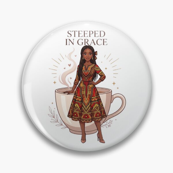Item preview, Steeped in Grace – Black Woman With African Dress Tea Lover Faith Art designed and sold by Amanio.
