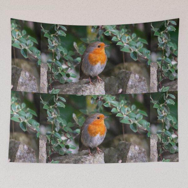 Item preview, European Robin Perched Among Green Leaves designed and sold by Shanguai.