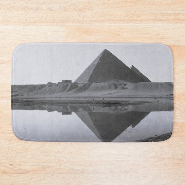 Item preview, Water reflection, Egyptian pyramids on the River Nile, Giza, Egypt black and white photograph art print  designed and sold by Astrid Arkhangelsky.