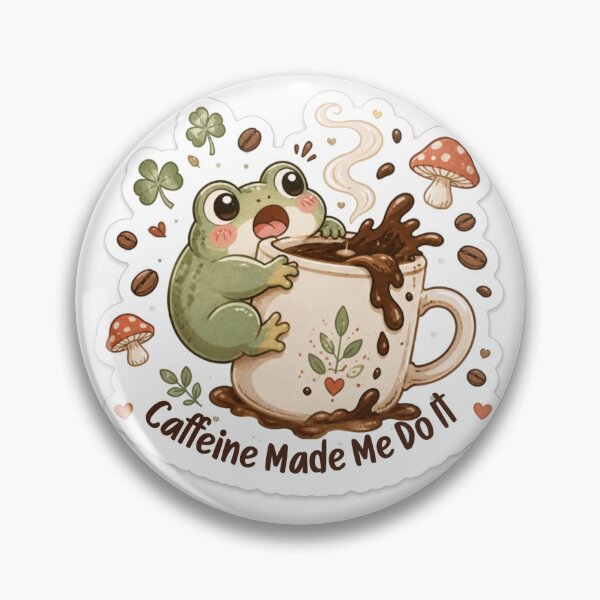 Item preview, Caffeine Made Me Do It – Cute Coffee Frog Cottagecore Illustration designed and sold by Cozy Chaos Studio Co.