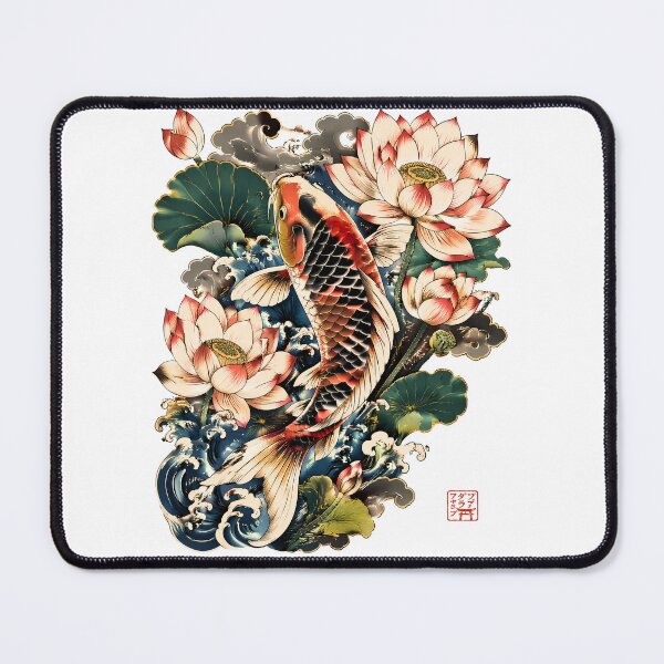 Item preview, Lotus Koi Fish Art – Japanese Ornamental Carp Ukiyo-e Style Illustration designed and sold by kaxymax.
