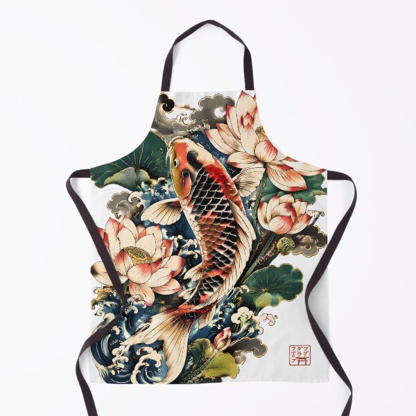 Item preview, Lotus Koi Fish Art – Japanese Ornamental Carp Ukiyo-e Style Illustration designed and sold by kaxymax.