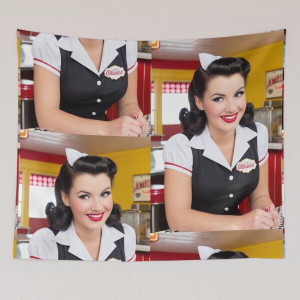 Item preview, Cinema - Emblematic American Waitress, Nostalgic Diner Aesthetic designed and sold by Beat-It.