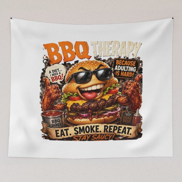 Item preview, BBQ Therapy - Funny Burger Adulting Is Hard BBQ Lover Quote  designed and sold by Surviving Monday Club.