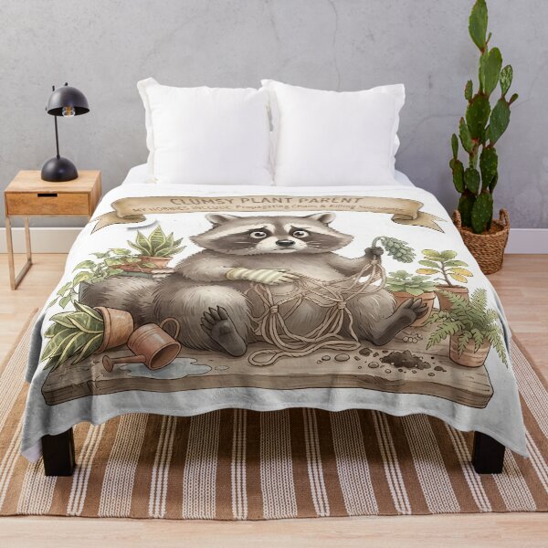 Item preview, Funny Clumsy Plant Parent Raccoon | Cute Plant Lover Gardening Gift | Succulent Lover Illustration designed and sold by Lu7u.