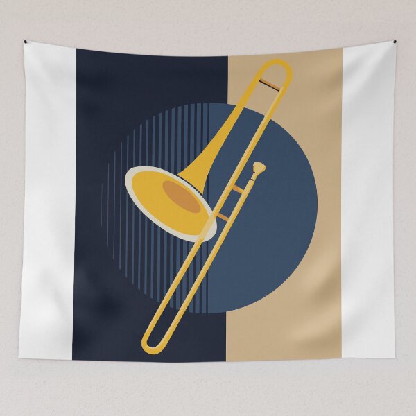 Item preview, Bauhaus Trombone Print | Mid-Century Modern Brass Instrument Art | Minimalist Jazz Decor | Abstract Music Print designed and sold by Studio pod Burom.
