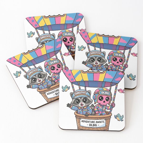 Item preview, DLBG Pink Skull & Jimothy Raccoon Hot Air Balloon Adventure designed and sold by DLBG-STORE.