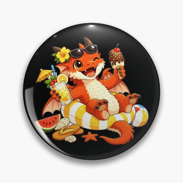 Item preview, Cute Summer Baby Dragon with Ice Cream – Tropical Kawaii Beach Dragon designed and sold by Hatchling Hollow.