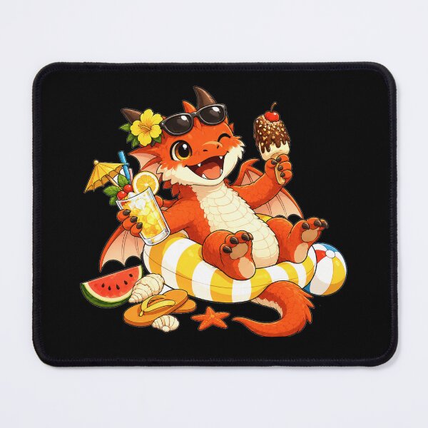 Item preview, Cute Summer Baby Dragon with Ice Cream – Tropical Kawaii Beach Dragon designed and sold by Hatchling Hollow.