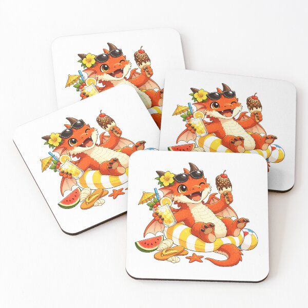 Item preview, Cute Summer Baby Dragon with Ice Cream – Tropical Kawaii Beach Dragon designed and sold by Hatchling Hollow.