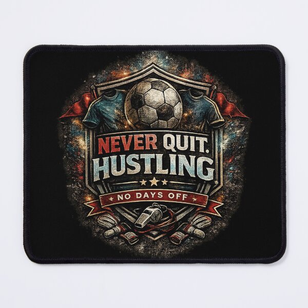 Item preview, Never Quit Hustling Soccer Motivation designed and sold by LegendCourt.