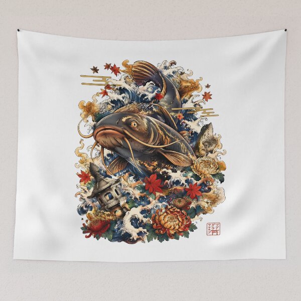 Item preview, Namazu Catfish Art – Japanese Earth Shaker Yokai Ukiyo-e Illustration designed and sold by kaxymax.