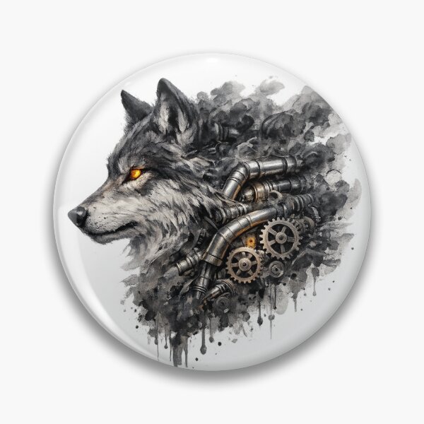 Item preview, Mechanical Smoke Wolf - Cyberpunk Steampunk Wolf designed and sold by teemix.