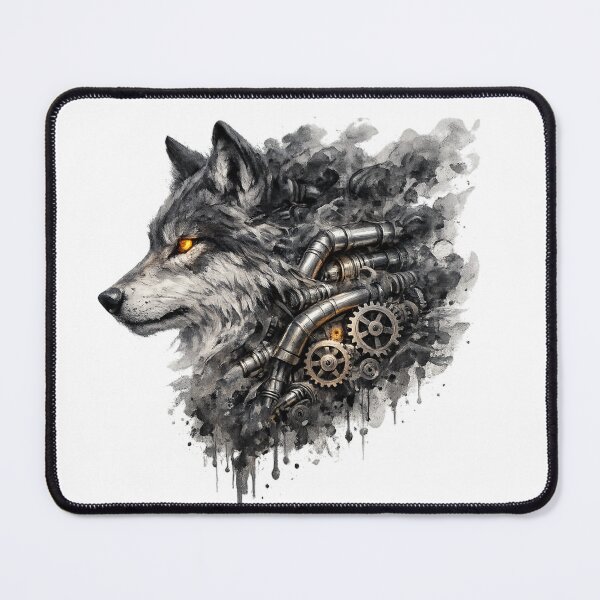Item preview, Mechanical Smoke Wolf - Cyberpunk Steampunk Wolf designed and sold by teemix.