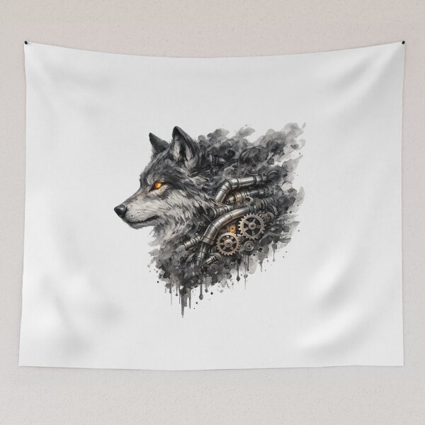 Item preview, Mechanical Smoke Wolf - Cyberpunk Steampunk Wolf designed and sold by teemix.