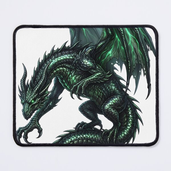 Item preview, Emerald Shadow Dragon Fantasy Art | Green Winged Dragon Gothic Illustration designed and sold by DragonSerpent Ink.