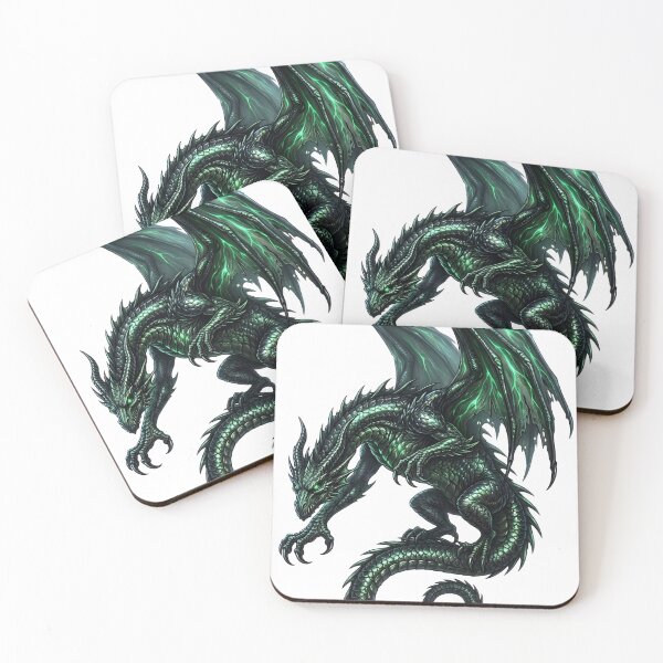 Item preview, Emerald Shadow Dragon Fantasy Art | Green Winged Dragon Gothic Illustration designed and sold by DragonSerpent Ink.