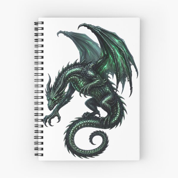 Item preview, Emerald Shadow Dragon Fantasy Art | Green Winged Dragon Gothic Illustration designed and sold by DragonSerpent Ink.