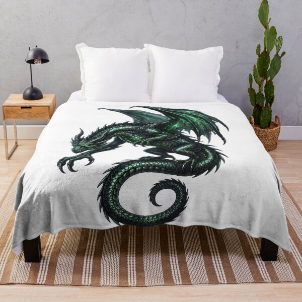 Item preview, Emerald Shadow Dragon Fantasy Art | Green Winged Dragon Gothic Illustration designed and sold by DragonSerpent Ink.
