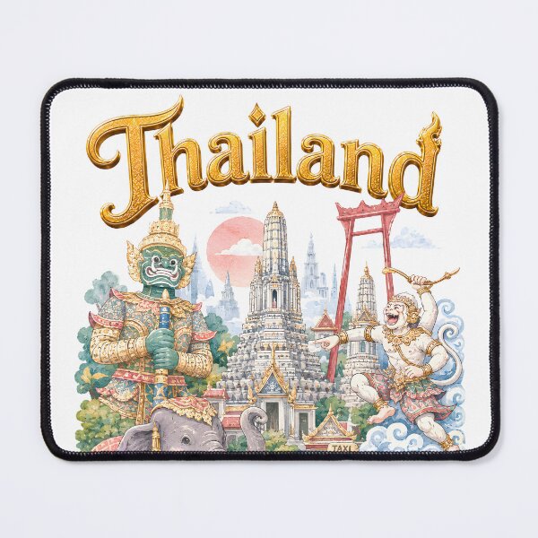 Item preview, Thailand Travel PNG, Thai Culture Clipart, Wat Arun Elephant Tuk Tuk Hanuman Garland Floating Market, Sublimation Design designed and sold by Gika Thailand.