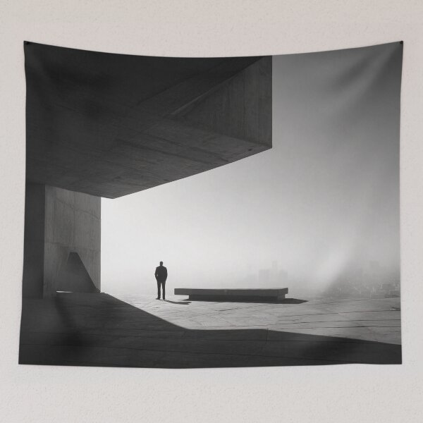 Item preview, Brutalist modern architecture silhouettes architectural black and white fine art photograph designed and sold by Astrid Arkhangelsky.