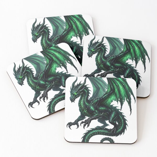 Item preview, Emerald Green Dragon Fantasy Art | Fierce Mythical Dragon Illustration designed and sold by DragonSerpent Ink.