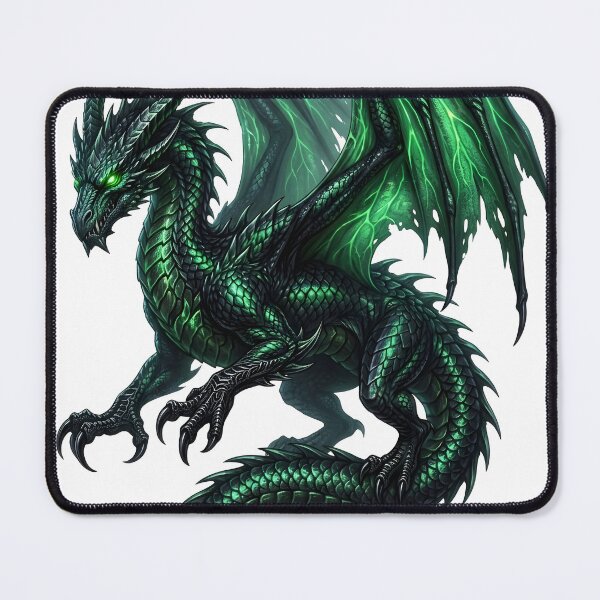 Item preview, Emerald Green Dragon Fantasy Art | Fierce Mythical Dragon Illustration designed and sold by DragonSerpent Ink.