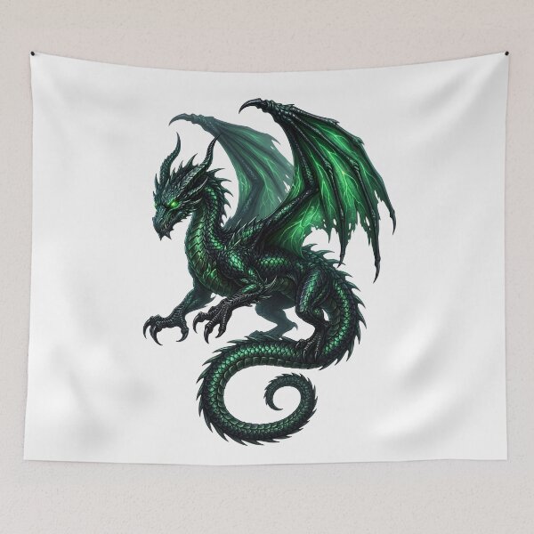 Item preview, Emerald Green Dragon Fantasy Art | Fierce Mythical Dragon Illustration designed and sold by DragonSerpent Ink.