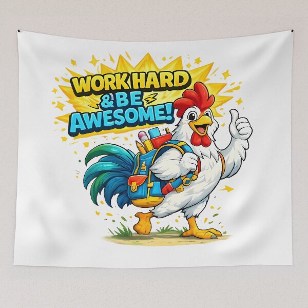 Item preview, Work Hard & Be Awesome – Cute Rooster Back to School Design designed and sold by HoMya.