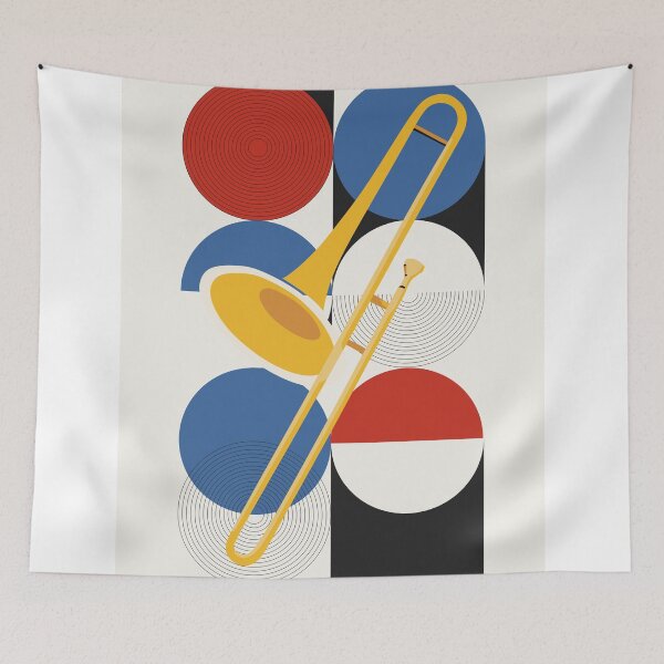 Item preview, Bauhaus Trombone Print | Abstract Brass Instrument Art | Mid-Century Modern Music Print | Geometric Jazz Decor designed and sold by Studio pod Burom.