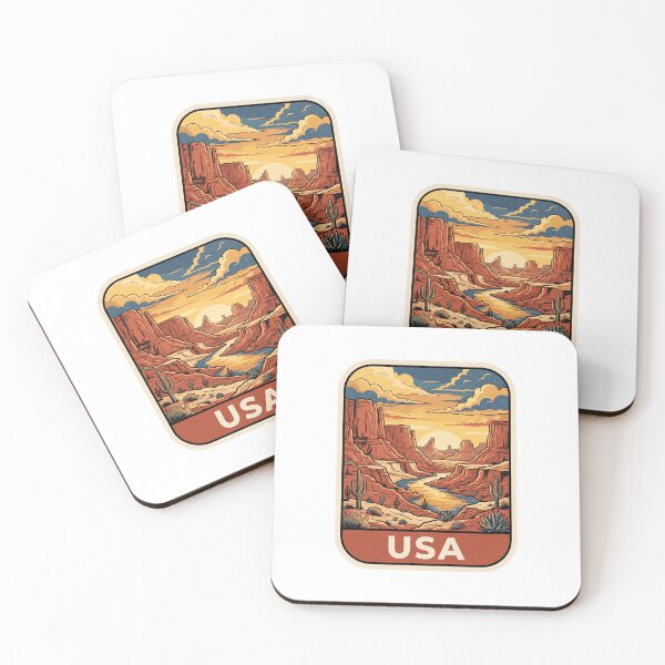 Item preview, Vintage USA Desert Canyon Saguaro Retro Travel Poster Art designed and sold by Paper Drip.
