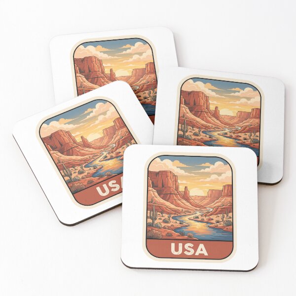 Item preview, American Southwest Desert River Sunset Vintage Badge designed and sold by Paper Drip.