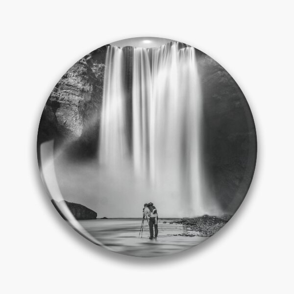 Item preview, Waterfall Rainbow Landscape fine art nature black and white photograph print designed and sold by Astrid Arkhangelsky.