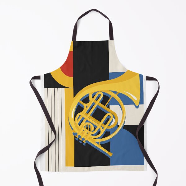 Item preview, Bauhaus French Horn Art | Minimalist Geometric Music Print | Mid-Century Modern Jazz Print | Blue, Red And Yellow Edition designed and sold by Studio pod Burom.