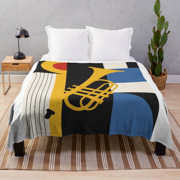 Item preview, Bauhaus Trumpet Art | Minimalist Geometric Music Decor | Mid-Century Modern Jazz Print | Blue, Red And Yellow Edition designed and sold by Studio pod Burom.