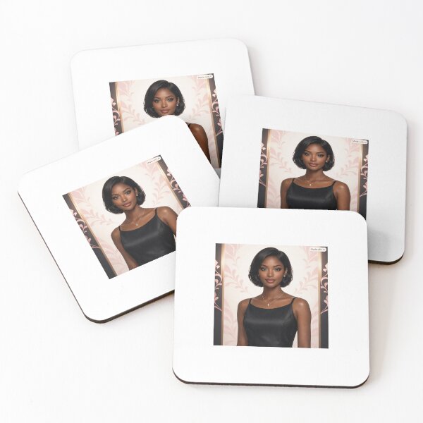 Item preview, Radiant Elegance: Beautiful Woman in a Sleek Black Satin Dress Portrait designed and sold by BigD shop.