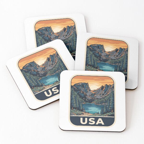 Item preview, American Wilderness Alpine Lake Sunset Vintage Badge designed and sold by Paper Drip.