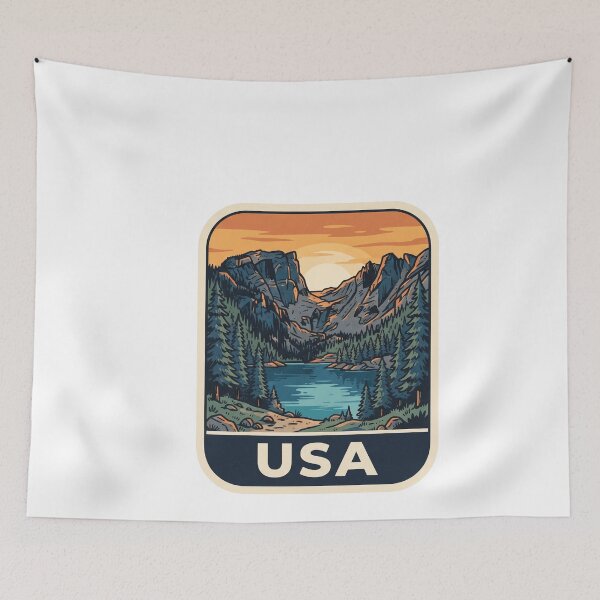 Item preview, American Wilderness Alpine Lake Sunset Vintage Badge designed and sold by Paper Drip.