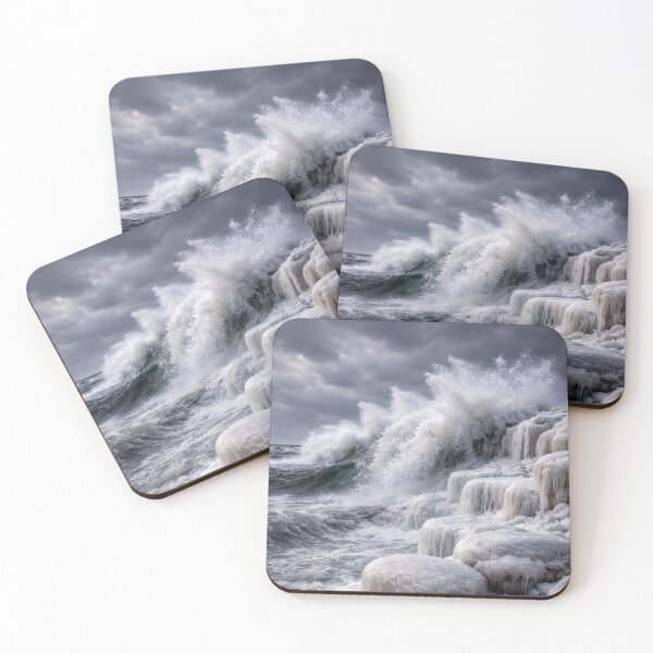 Item preview, Frozen Ocean Waves – Winter Coastal designed and sold by Yomere.