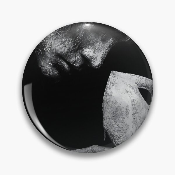 Item preview, Behind the mask, grief fine art sculpture grieving figure holding melting mask black and white photograph print designed and sold by Astrid Arkhangelsky.