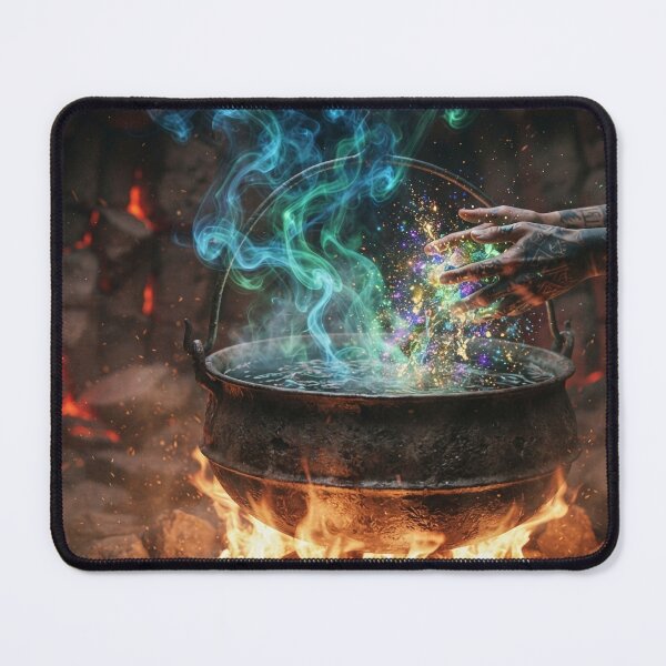 Item preview, Witchcraft Ritual Cauldron - Mystic Green Smoke Fantasy Art designed and sold by GreenDreamArt.