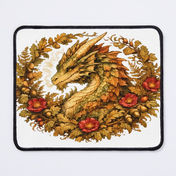 Item preview, Vintage Botanical Woodland Dragon European Folklore Art designed and sold by DragonStore210.