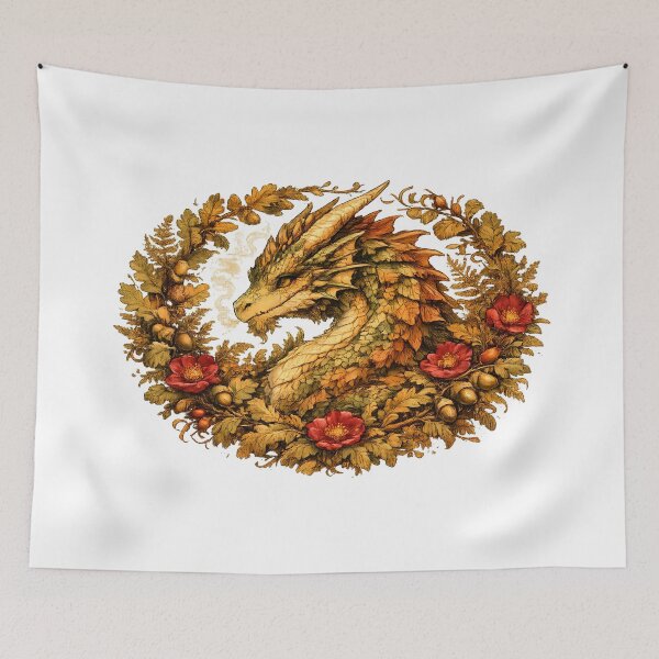 Item preview, Vintage Botanical Woodland Dragon European Folklore Art designed and sold by DragonStore210.
