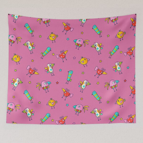 Item preview, Colorful Birds on Pink designed and sold by MissMelsa.