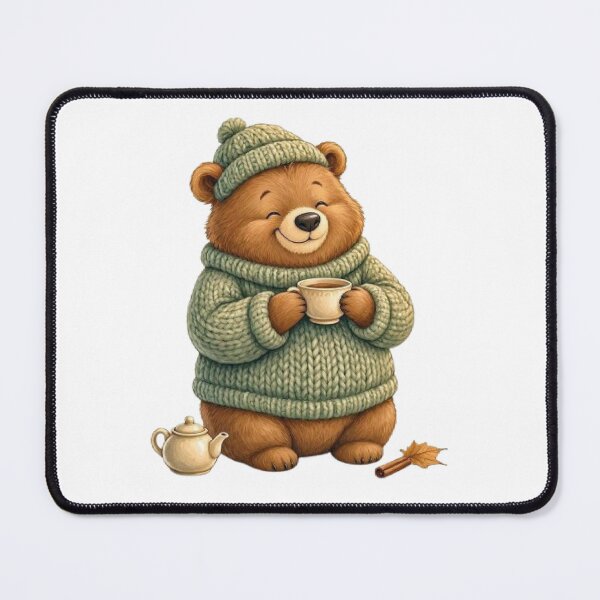 Item preview, Cozy Woodland Bear Enjoying Tea | Cute Tea Lover Cottagecore Animal Illustration designed and sold by vigzhifushions.