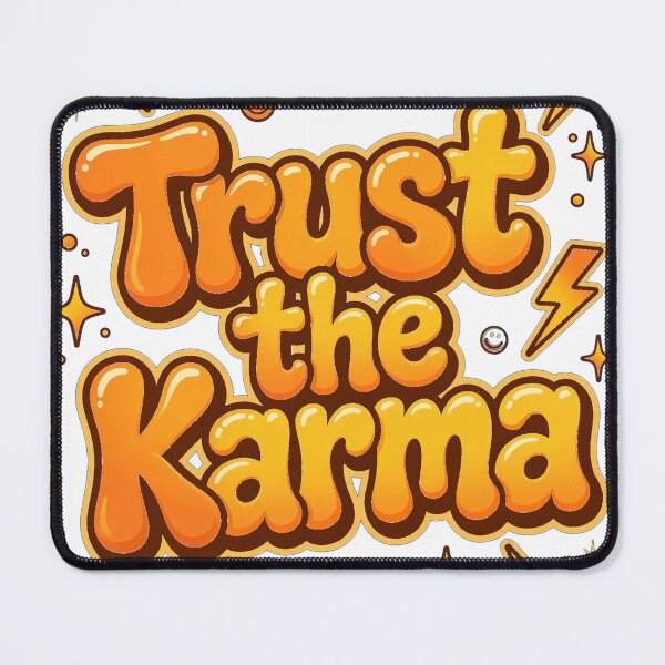 Item preview, Trust the Karma Fiery Orange Yellow Lightning Retro Typography Quote designed and sold by AuraVibesArts .