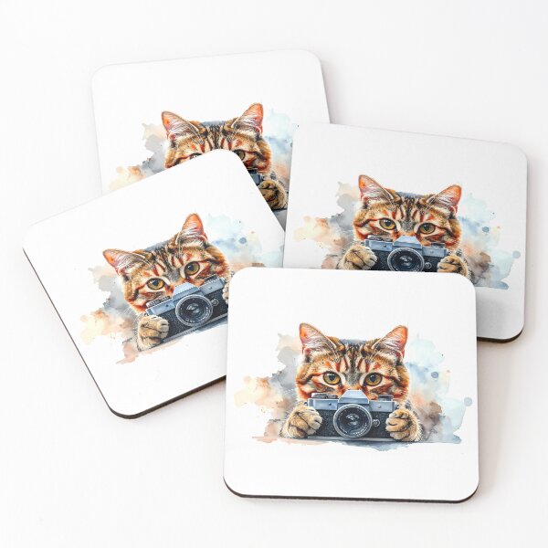 Item preview, Curious Tabby Cat Holding Vintage Camera designed and sold by BetweenForms.
