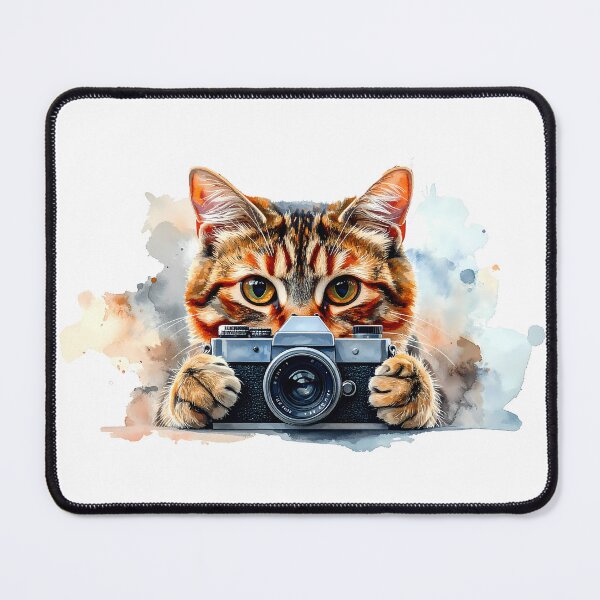 Item preview, Curious Tabby Cat Holding Vintage Camera designed and sold by BetweenForms.