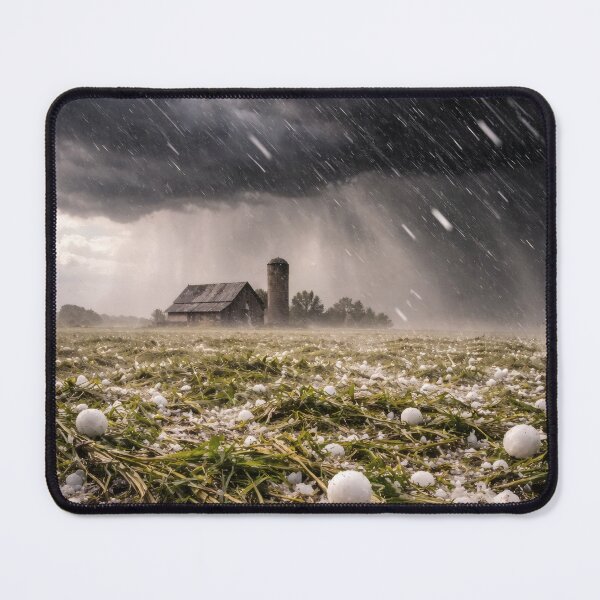 Item preview, Hailstorm Over Farm – Dramatic Storm Landscape designed and sold by Yomere.