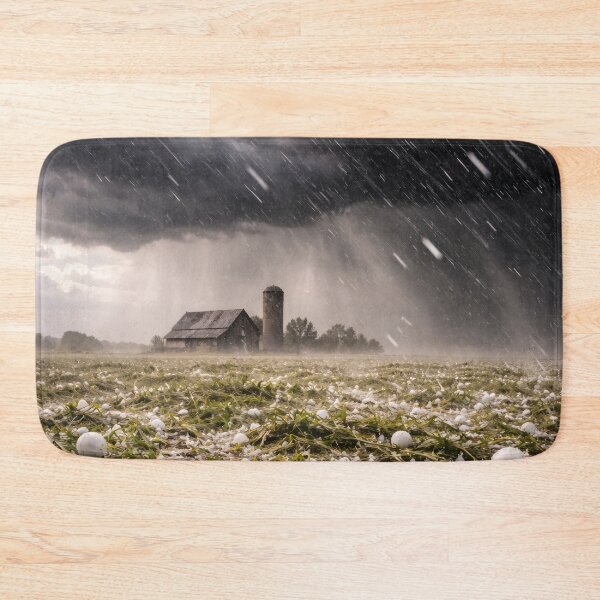 Item preview, Hailstorm Over Farm – Dramatic Storm Landscape designed and sold by Yomere.
